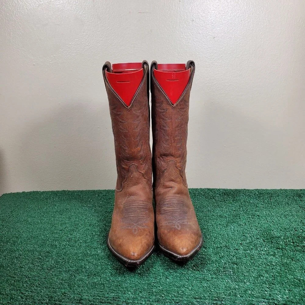 Justin Boots Cowgirl Boots Brown Leather Pull On Women Size 6.5B 4935 - Picture 2 of 11